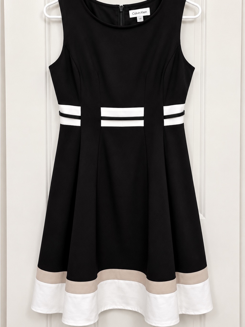 Calvin Klein Black, White & Cream Fit-and-Flare Girls' Dress